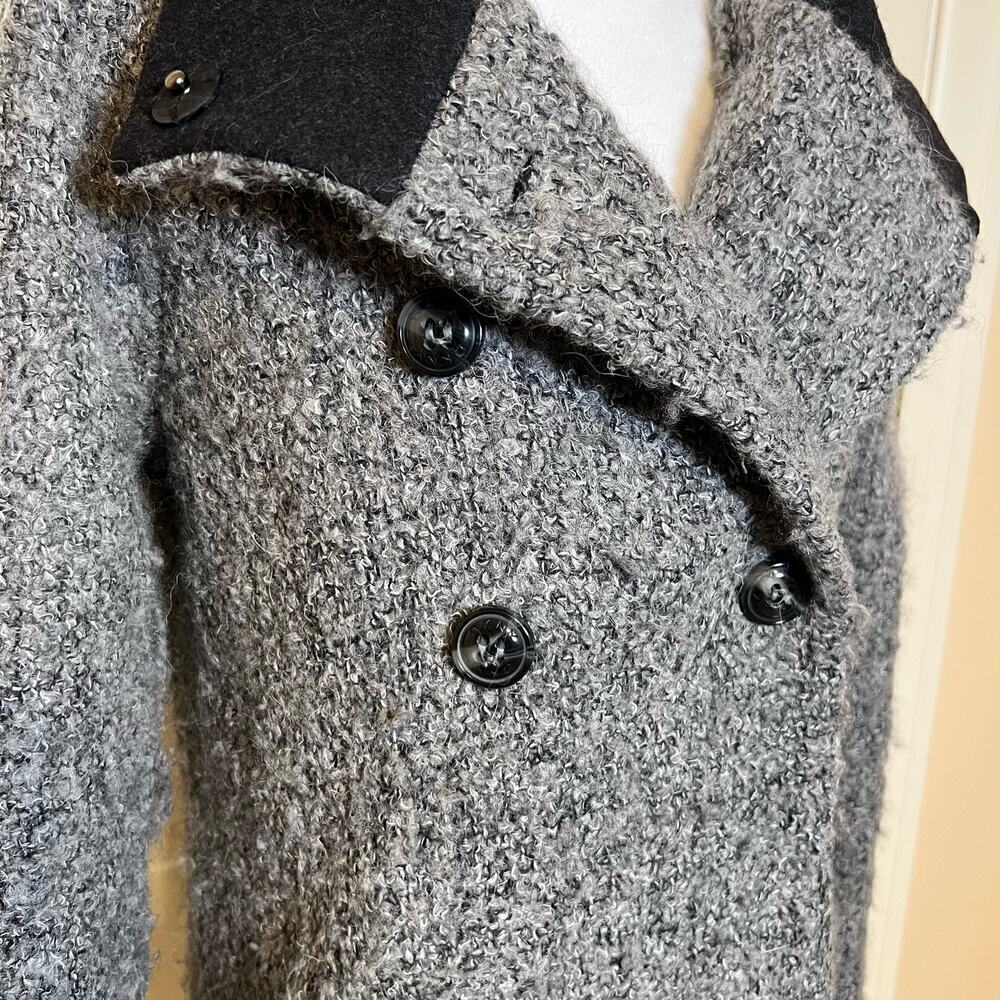 DKNY Peacoat Wool Blend Double Breasted Boucle Grey and Black Size 2 - Picture 9 of 14